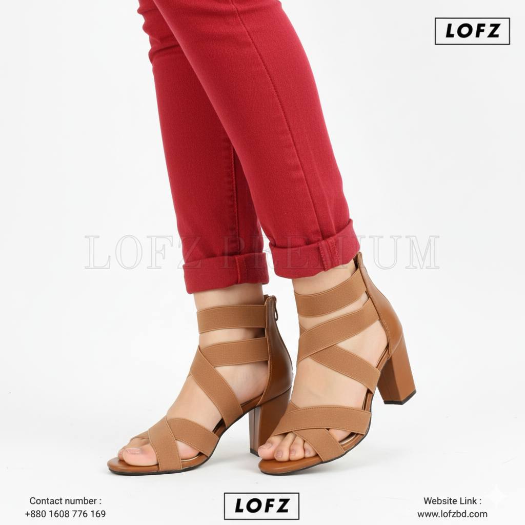 High Heel Elastic Cross Strap Zipper Back