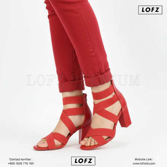 High Heel Elastic Cross Strap Zipper Back