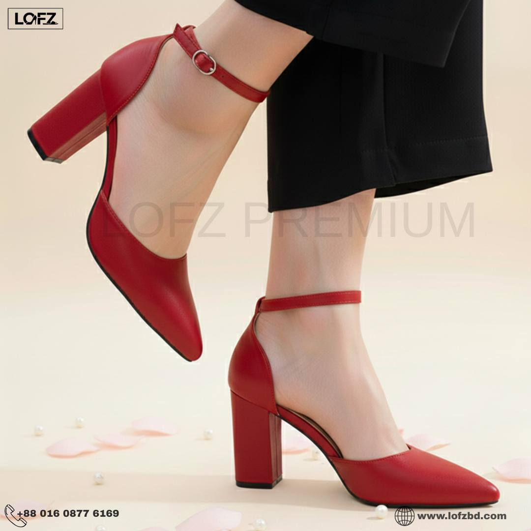 Pointed-Toe Ankle Strap Block Heel