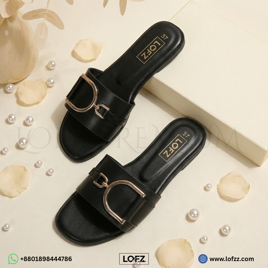 Aurelle Buckle Slides - women's slides - Lofz Bangladesh