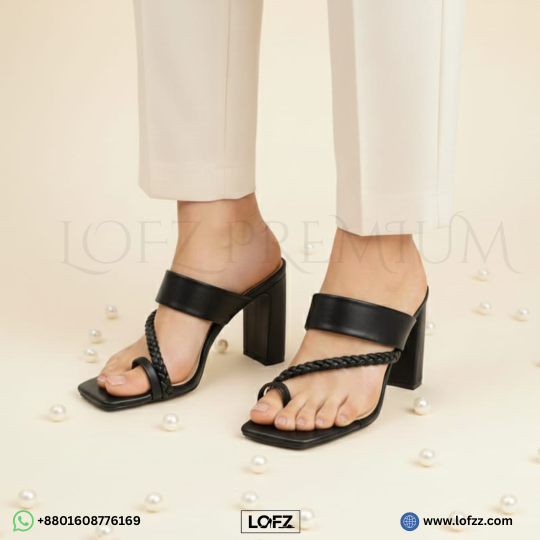 Braided Strap Block Heels