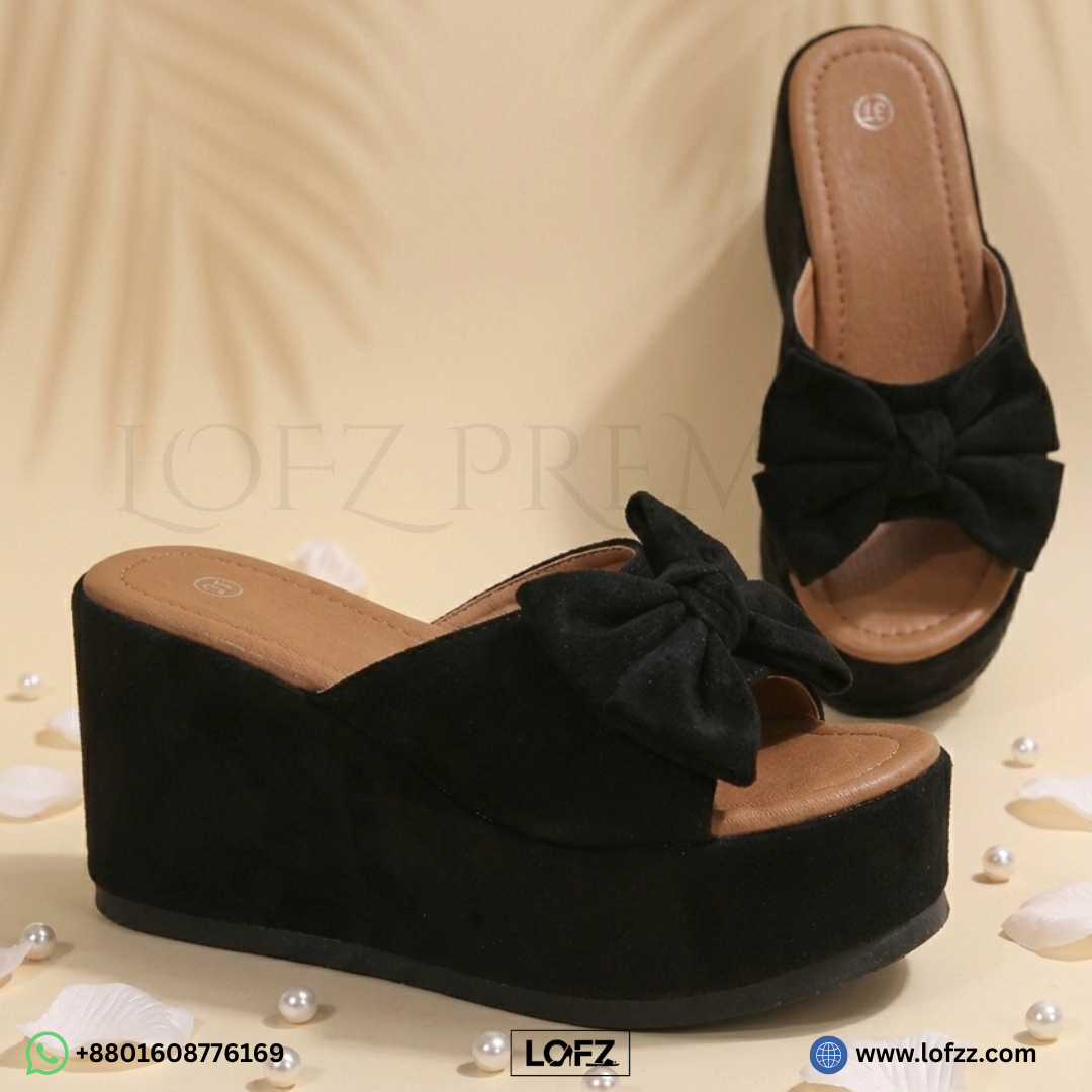 Luxury Bow Wedge Heels - women's wedge heels - Lofz Bangladesh