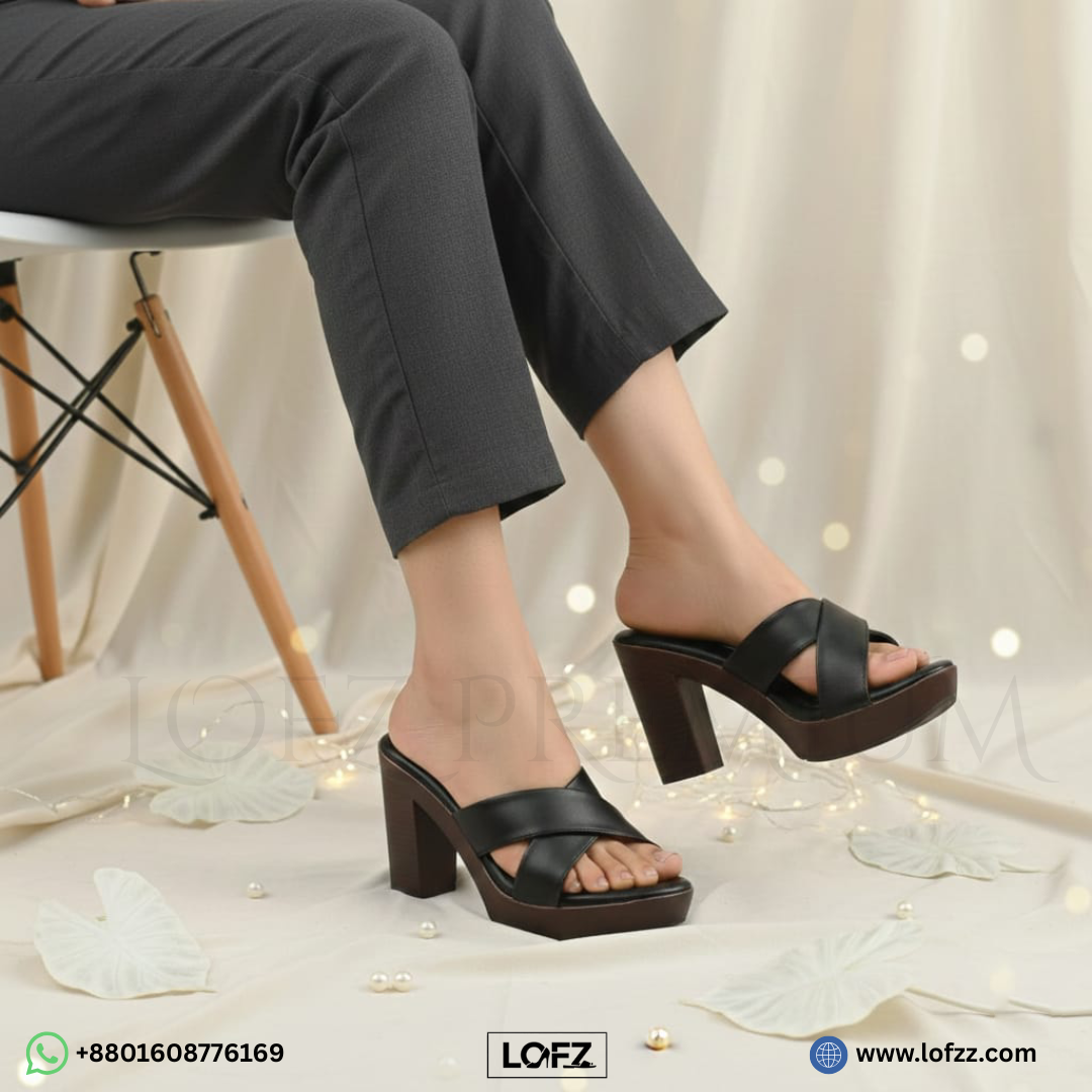 Cross-strap Platform Block Heel Mule Sandal