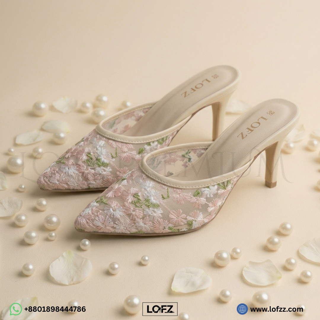 LOFZ Bloom Luxe – Floral Embroidered Heels - women's heels - Lofz Bangladesh