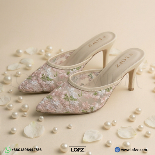 LOFZ Bloom Luxe – Floral Embroidered Heels - women's heels - Lofz Bangladesh